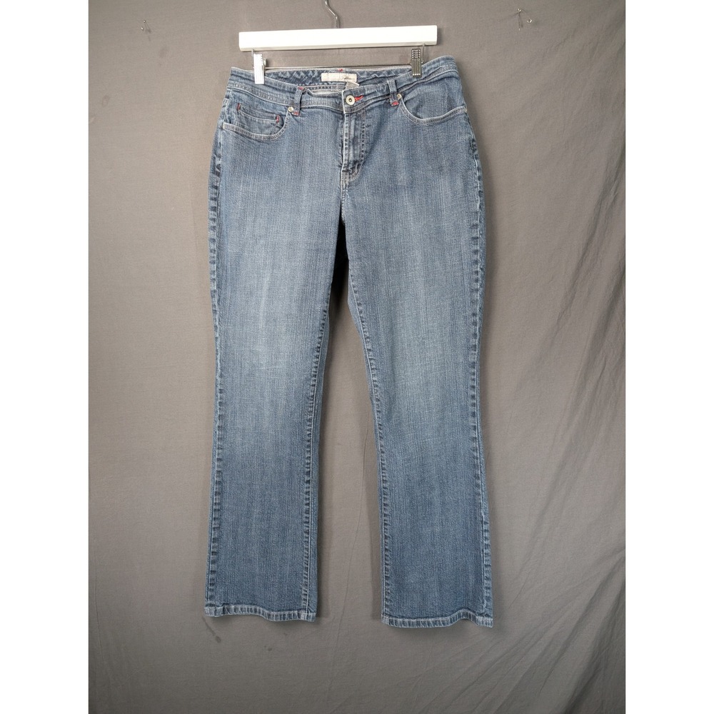 Chicos Platinum Denim Jeans Womens 2.5 Regular Blue Rhinestone Bootcut Stretch